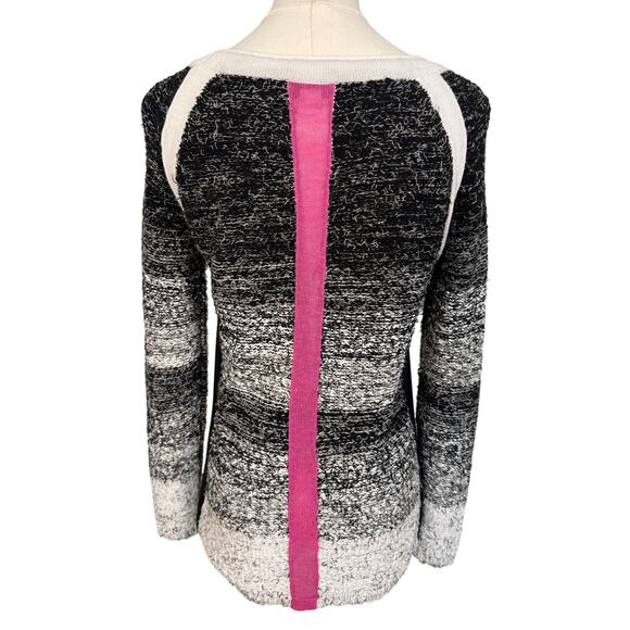 Curio New York Textured Ombre Knit Sweater Small Black White Pink Back Stripe - Picture 3 of 4